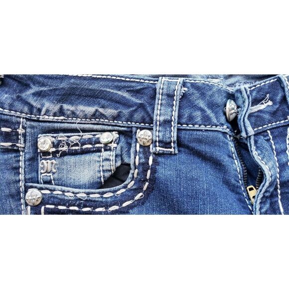 MISS ME WOMEN'S EMBELLISHED BLUE DENIM JEAN STYLE JE554582L SIZE 28  INSEAM 31 - Picture 6 of 12